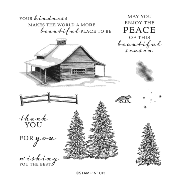 Peaceful Cabin Cling Stamp Set (english)