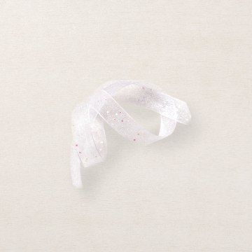 White 3/8 INCH (1 Cm) Glittered Organdy Ribbon